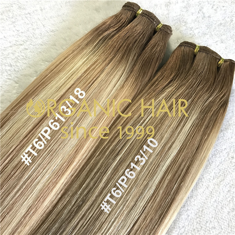 Highlights and piano color hand tied wefts H215